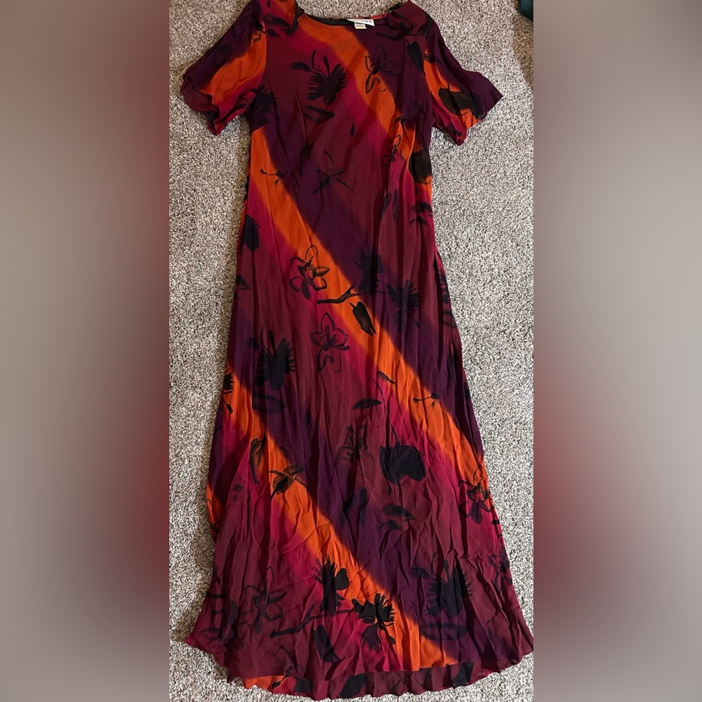 Ronni Nicole Burgundy and Orange Floral Maxi Dress